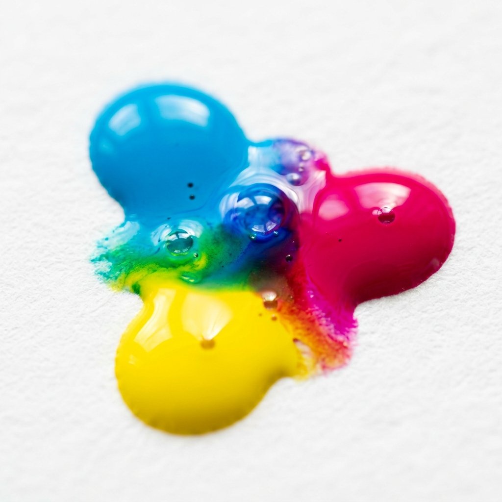 Vibrant CMYK Ink Drops